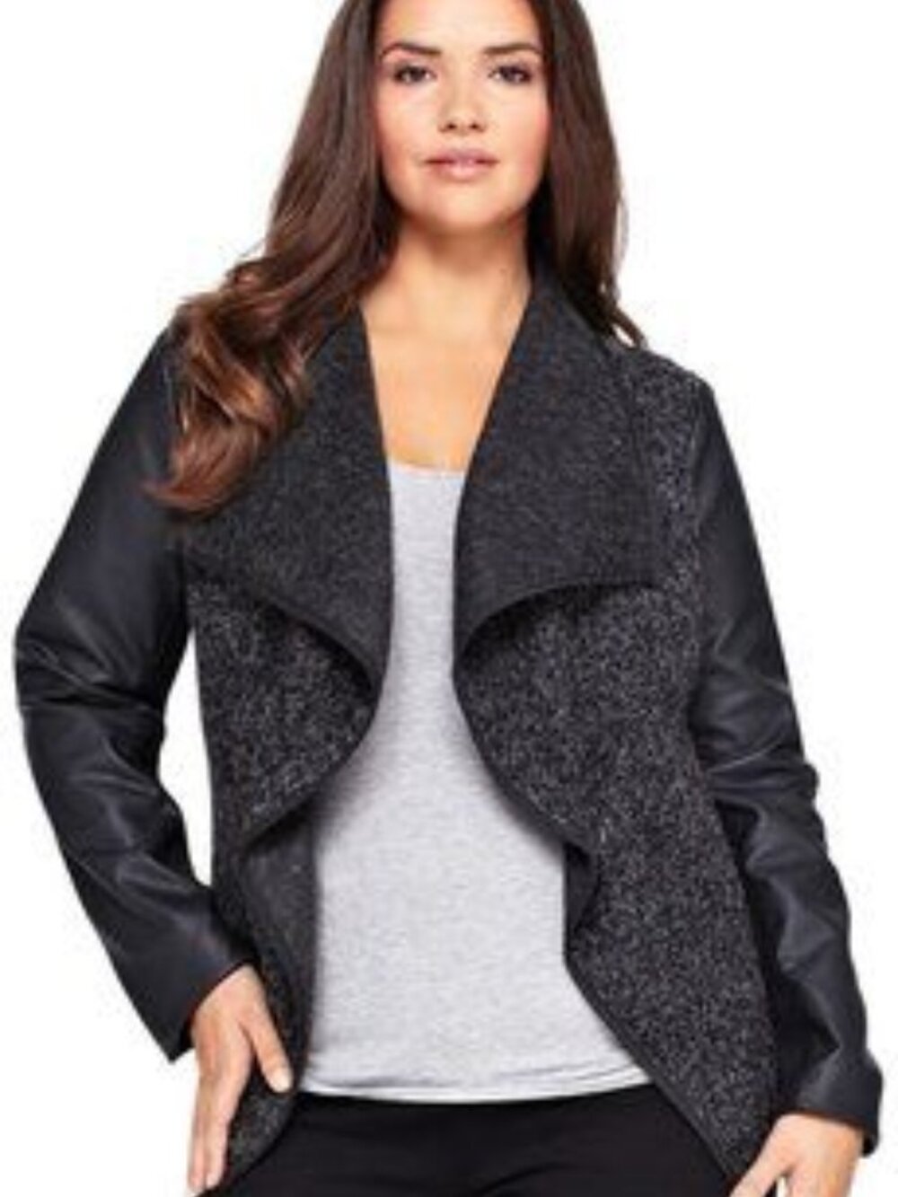 Black and grey Dynamite open-front draped jacket